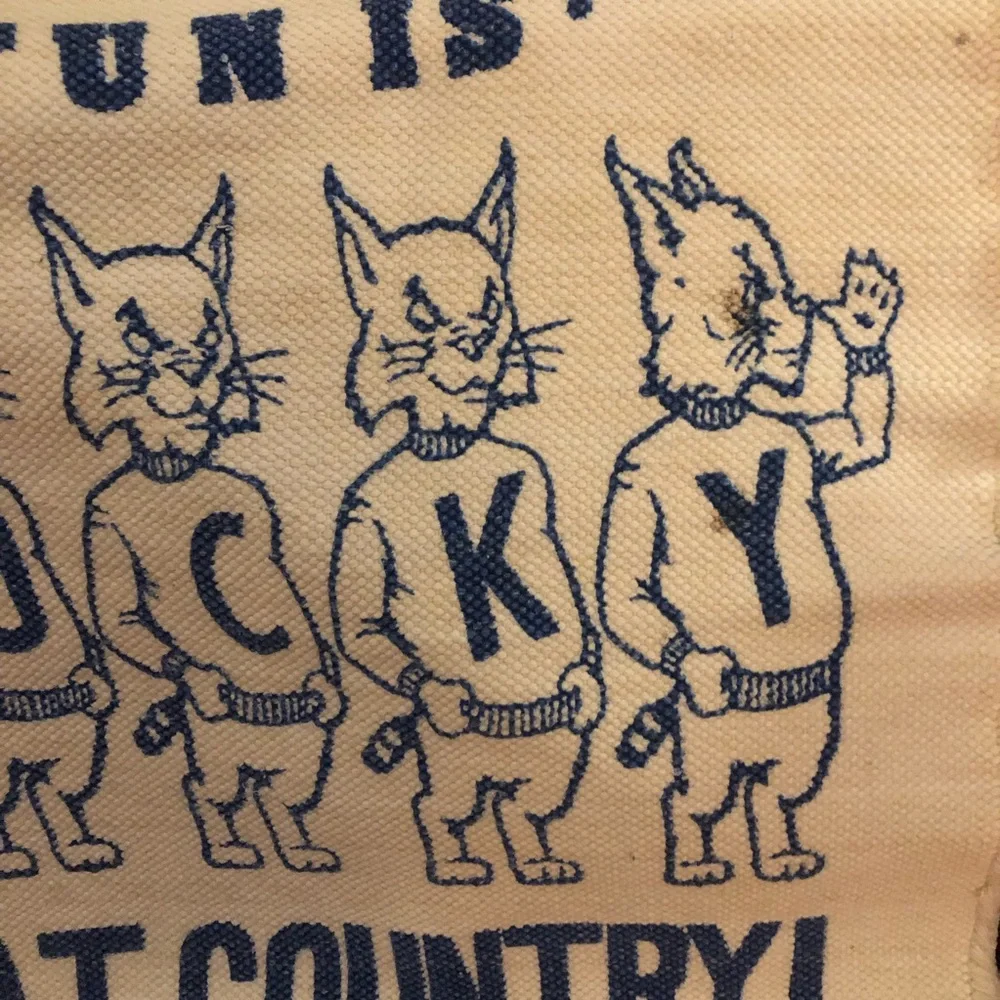 Kentucky Wildcat Printed Woven Mat/Banner Vintage Blue on Cream University Fun!